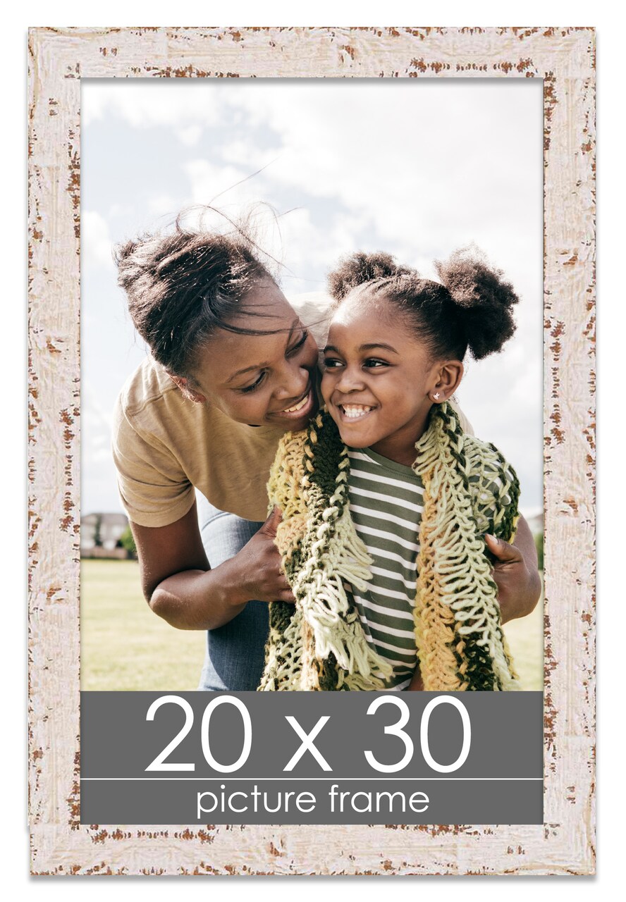 Shabby Chic White Picture Frame - UV Acrylic, Foam Board Backing, Hanging Hardware